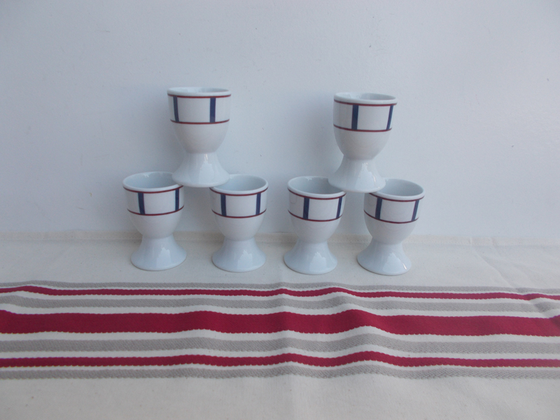 6 Coquetiers basque en porcelaine